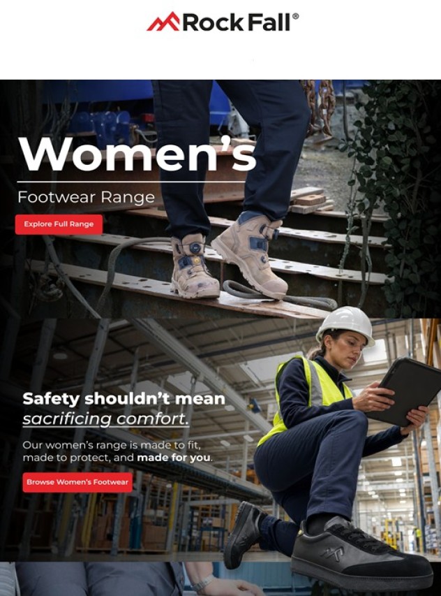 Rock Fall women’s safety boots, shoes and trainers available through Jones & Clark (BOT) Ltd